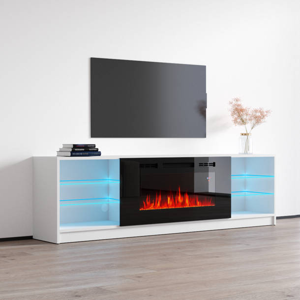 Orren Ellis Burkard TV Stand for TVs up to 78" with Electric Fireplace